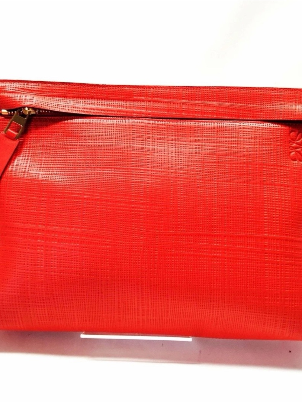 LOEWE Red Leather Zipper Clutch Bag